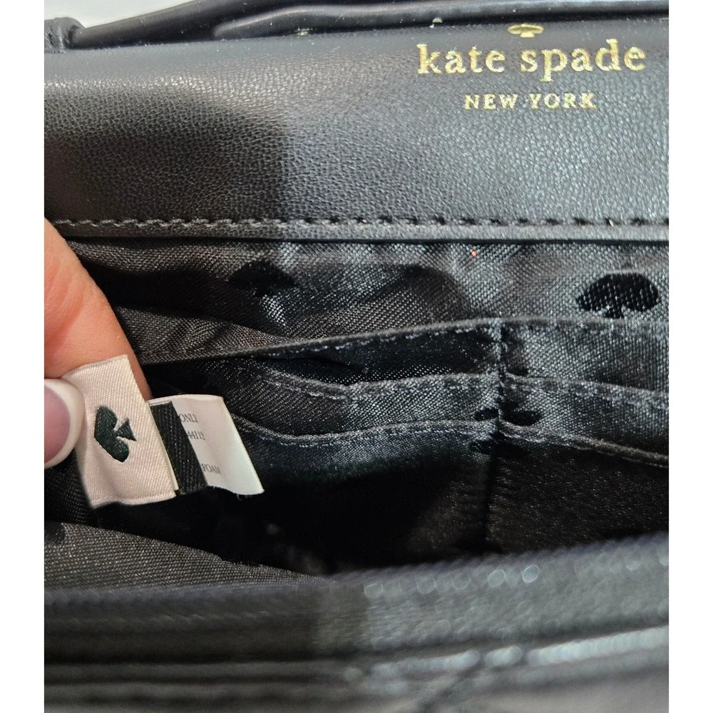 Kate Spade Natalia Crossbody Bag Small Black Quilted Leather Gold Turn-Lock 1418